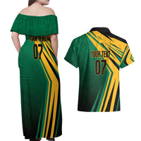 Jamaica Tropical Palm Personalized Couples Matching Off Shoulder Maxi Dress and Hawaiian Shirt - Wonder Print Shop