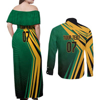 Jamaica Tropical Palm Personalized Couples Matching Off Shoulder Maxi Dress and Long Sleeve Button Shirt - Wonder Print Shop
