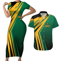 Jamaica Tropical Palm Personalized Couples Matching Short Sleeve Bodycon Dress and Hawaiian Shirt - Wonder Print Shop