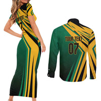 Jamaica Tropical Palm Personalized Couples Matching Short Sleeve Bodycon Dress and Long Sleeve Button Shirt - Wonder Print Shop