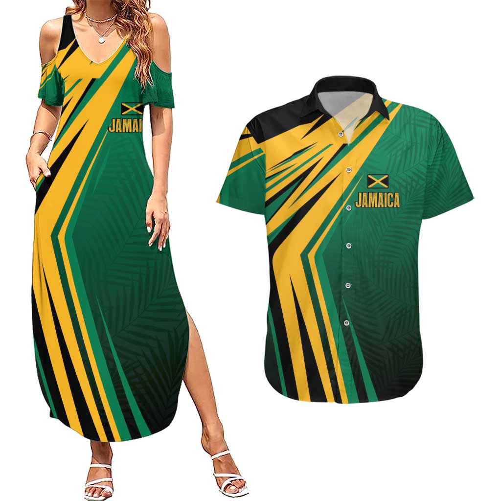 Jamaica Tropical Palm Personalized Couples Matching Summer Maxi Dress and Hawaiian Shirt - Wonder Print Shop