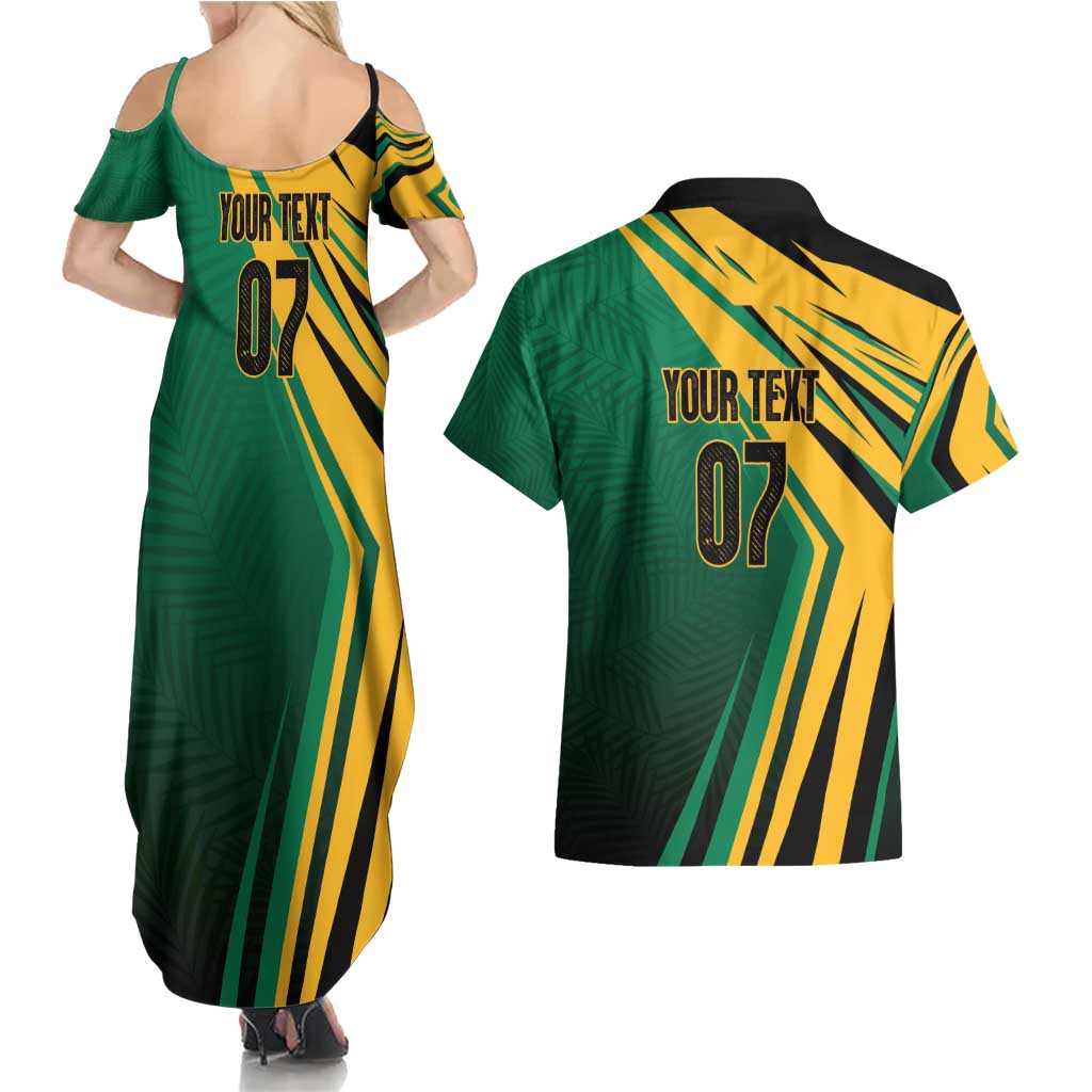 Jamaica Tropical Palm Personalized Couples Matching Summer Maxi Dress and Hawaiian Shirt - Wonder Print Shop