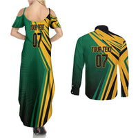 Jamaica Tropical Palm Personalized Couples Matching Summer Maxi Dress and Long Sleeve Button Shirt - Wonder Print Shop