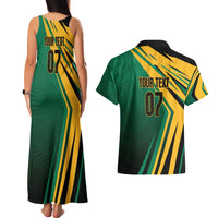 Jamaica Tropical Palm Personalized Couples Matching Tank Maxi Dress and Hawaiian Shirt - Wonder Print Shop