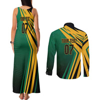 Jamaica Tropical Palm Personalized Couples Matching Tank Maxi Dress and Long Sleeve Button Shirt - Wonder Print Shop