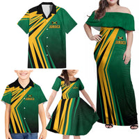 Jamaica Tropical Palm Personalized Family Matching Off Shoulder Maxi Dress and Hawaiian Shirt - Wonder Print Shop