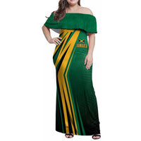 Jamaica Tropical Palm Personalized Family Matching Off Shoulder Maxi Dress and Hawaiian Shirt - Wonder Print Shop