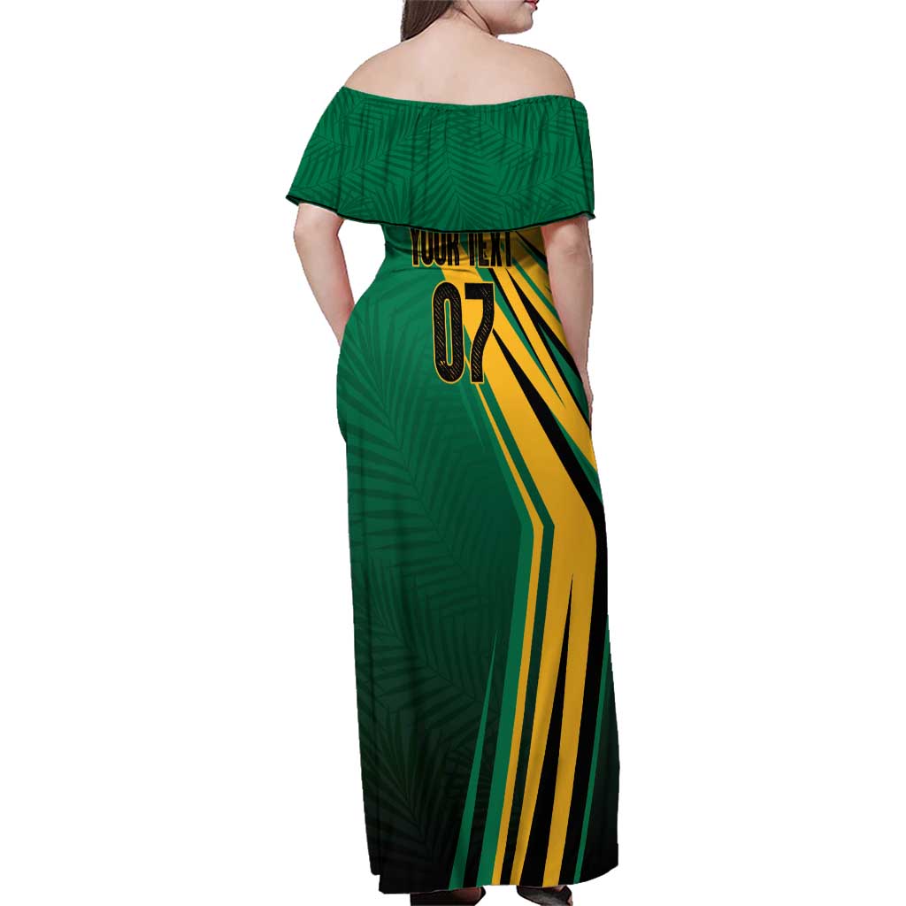 Jamaica Tropical Palm Personalized Family Matching Off Shoulder Maxi Dress and Hawaiian Shirt - Wonder Print Shop