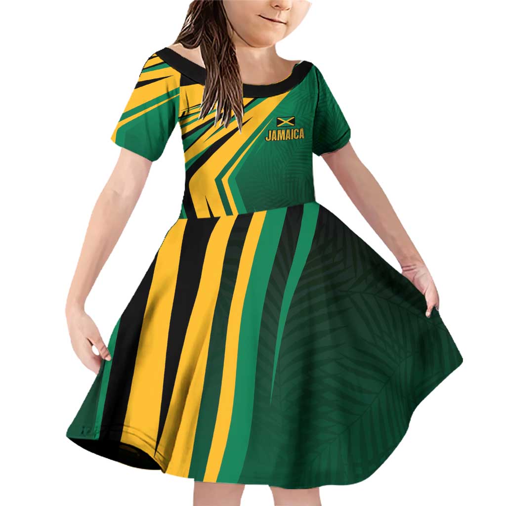 Jamaica Tropical Palm Personalized Family Matching Off Shoulder Short Dress and Hawaiian Shirt - Wonder Print Shop