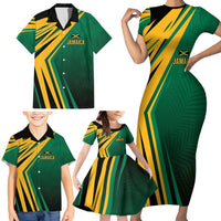 Jamaica Tropical Palm Personalized Family Matching Short Sleeve Bodycon Dress and Hawaiian Shirt - Wonder Print Shop