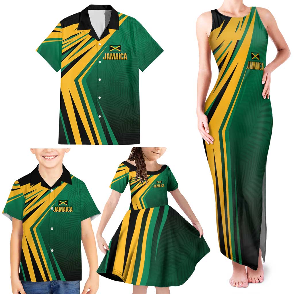 Jamaica Tropical Palm Personalized Family Matching Tank Maxi Dress and Hawaiian Shirt - Wonder Print Shop