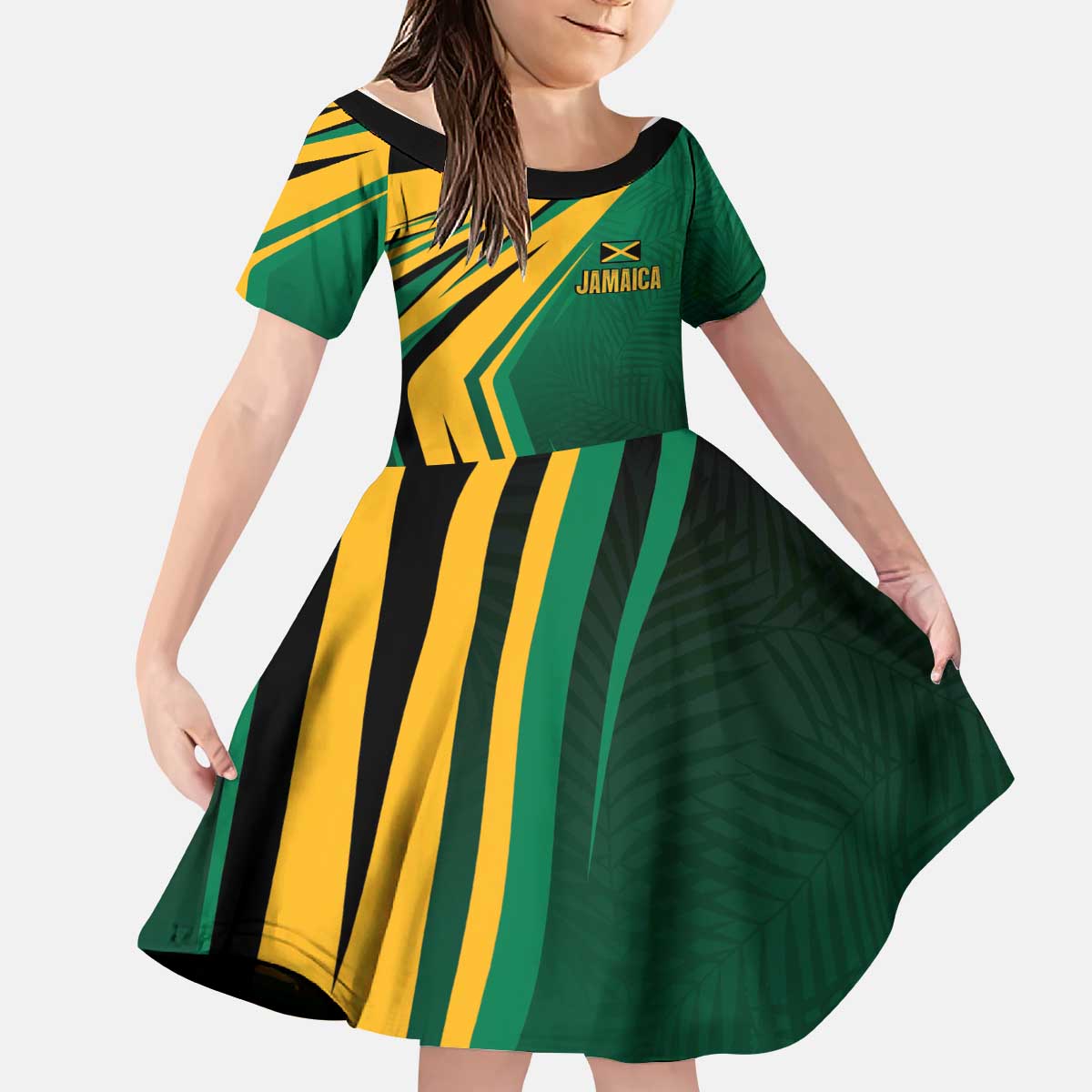 Jamaica Tropical Palm Personalized Kid Short Sleeve Dress - Wonder Print Shop