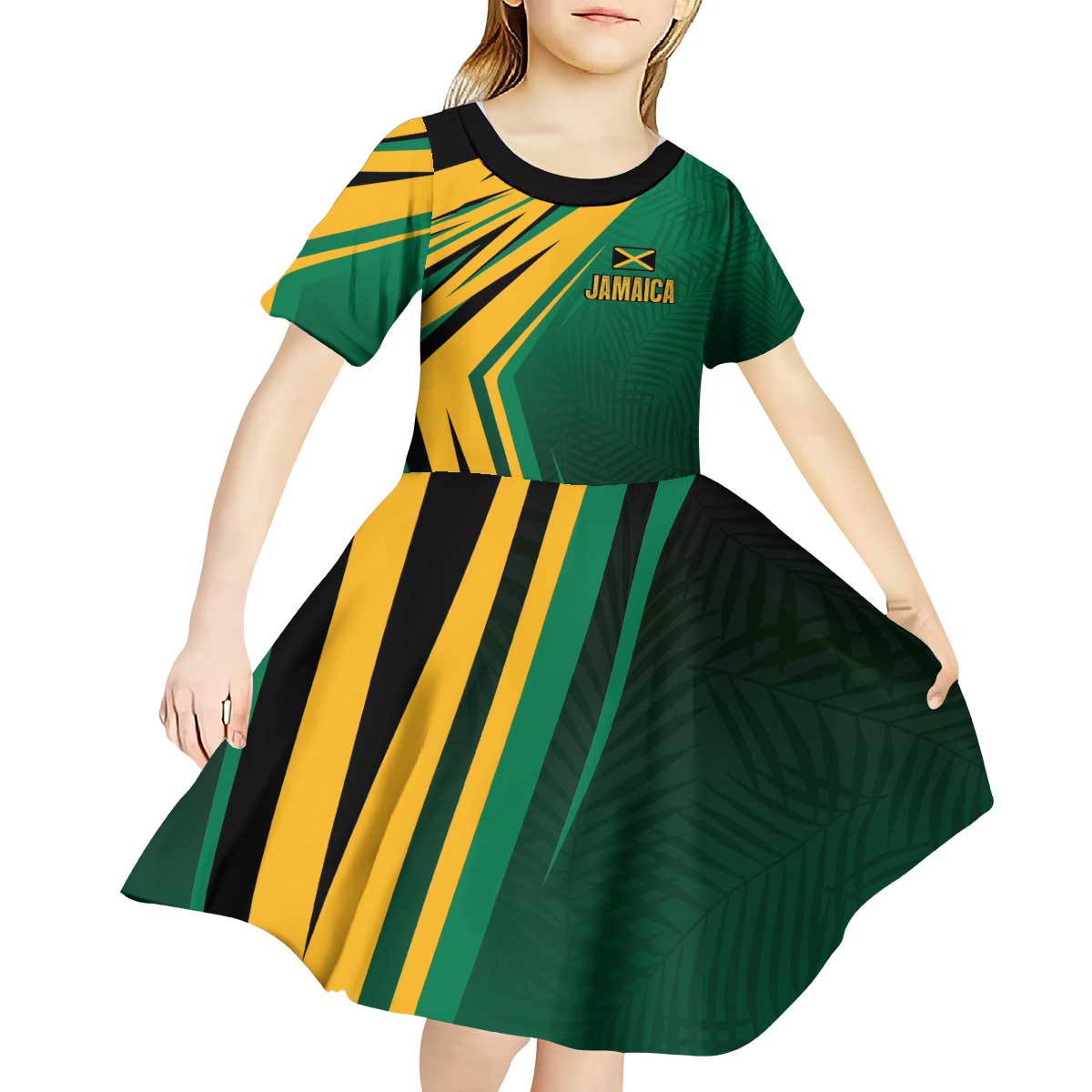 Jamaica Tropical Palm Personalized Kid Short Sleeve Dress - Wonder Print Shop