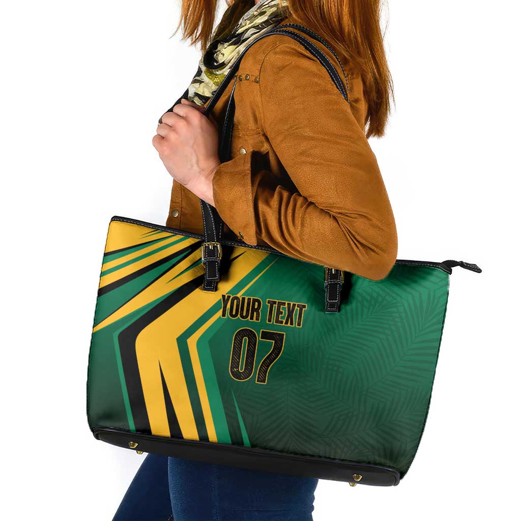 Jamaica Tropical Palm Personalized Leather Tote Bag - Wonder Print Shop