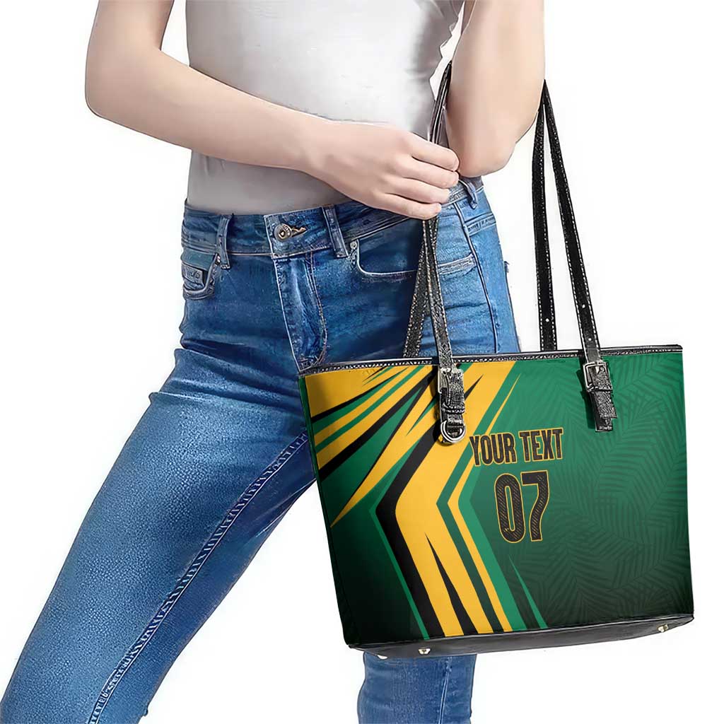 Jamaica Tropical Palm Personalized Leather Tote Bag - Wonder Print Shop