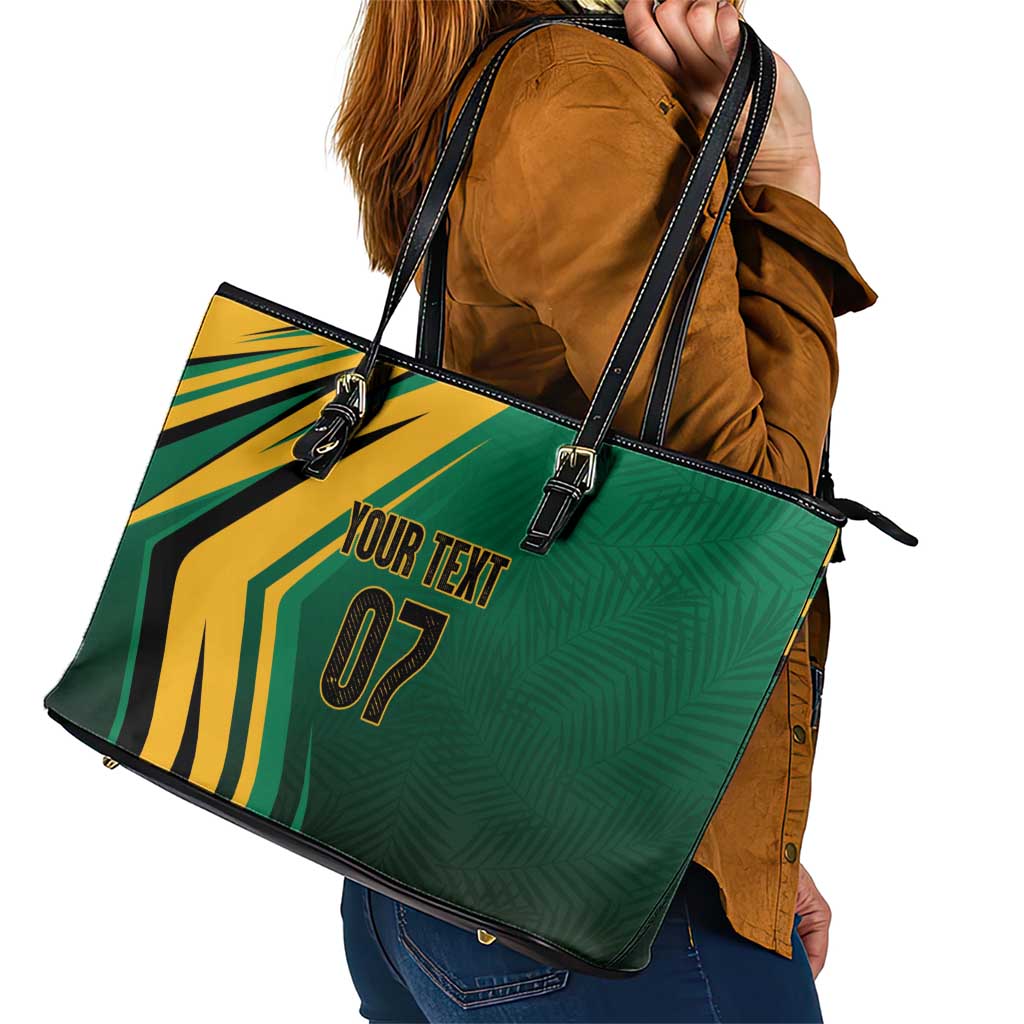 Jamaica Tropical Palm Personalized Leather Tote Bag - Wonder Print Shop