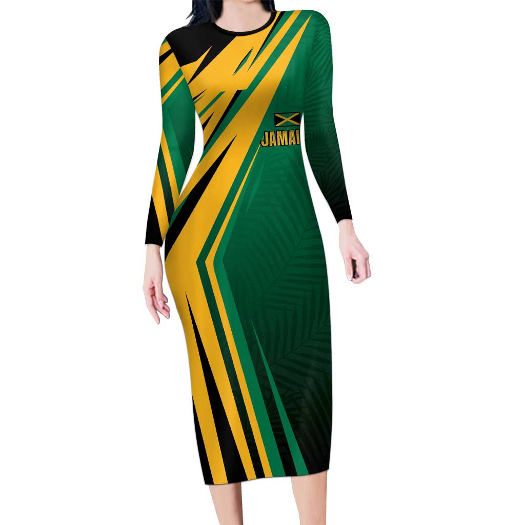 Jamaica Tropical Palm Personalized Long Sleeve Bodycon Dress - Wonder Print Shop