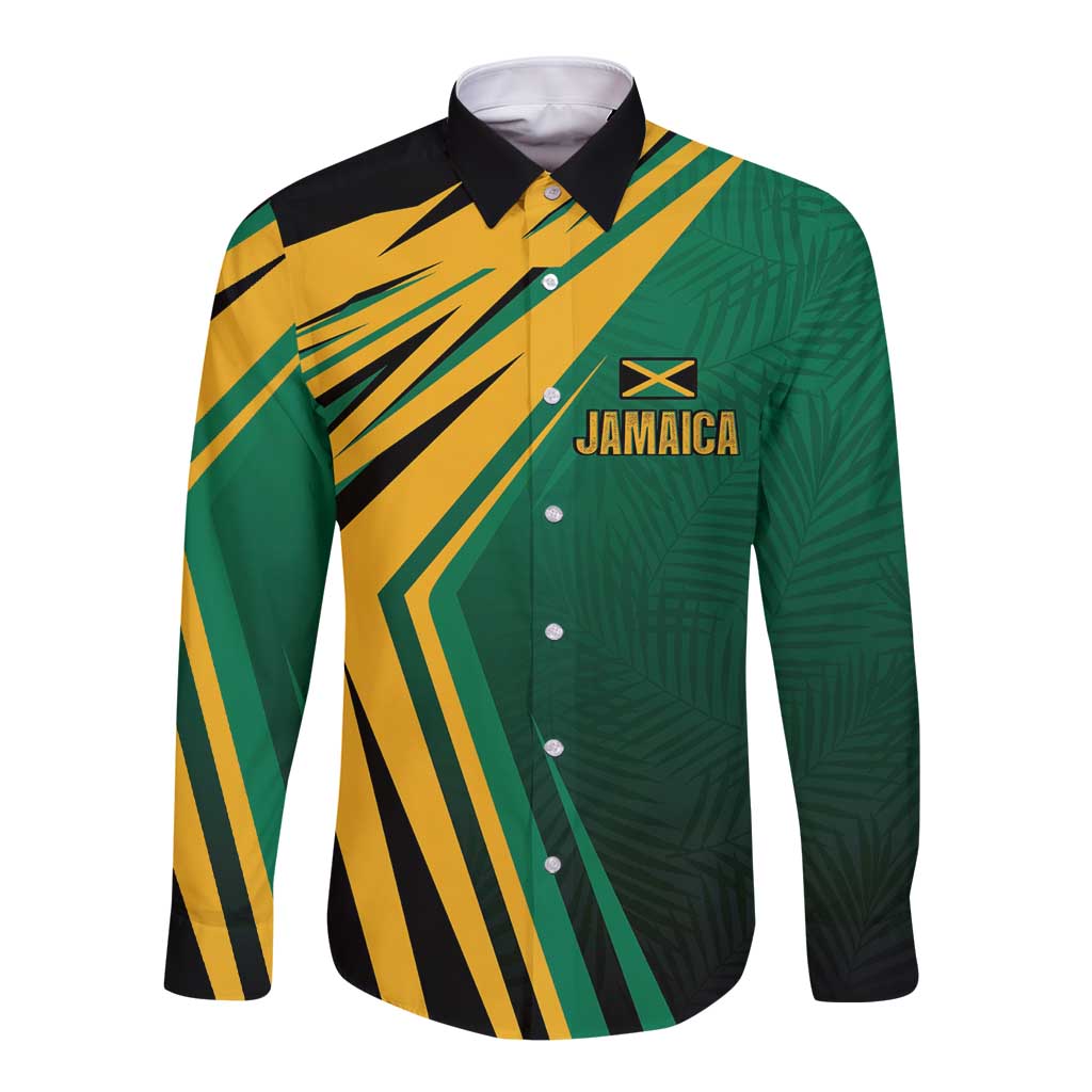 Jamaica Tropical Palm Personalized Long Sleeve Button Shirt - Wonder Print Shop