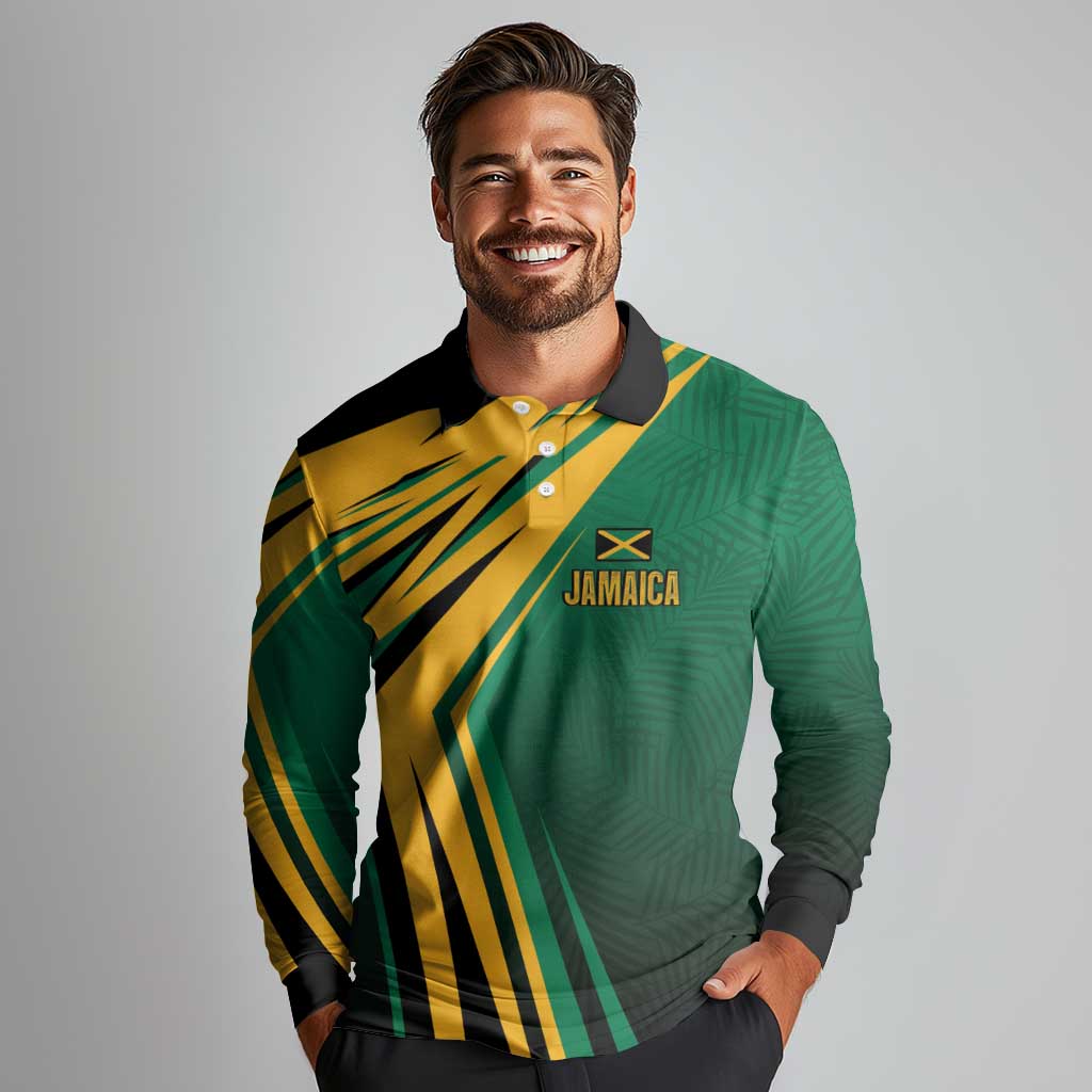 Jamaica Tropical Palm Personalized Long Sleeve Polo Shirt - Wonder Print Shop