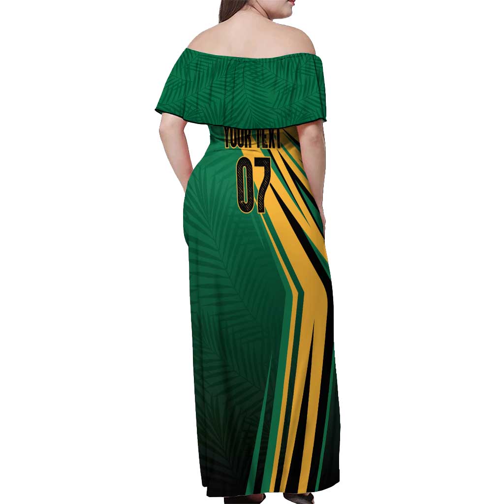Jamaica Tropical Palm Personalized Off Shoulder Maxi Dress - Wonder Print Shop