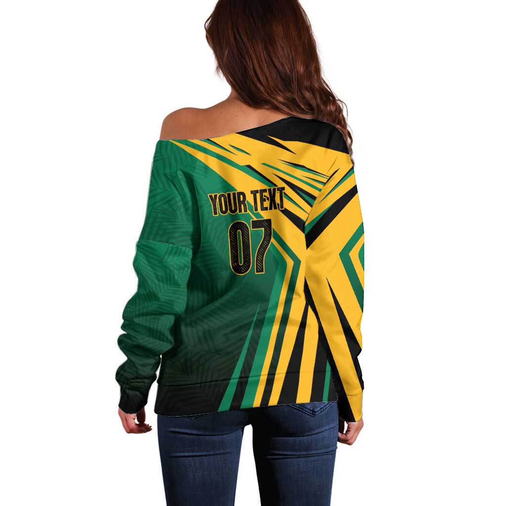 Jamaica Tropical Palm Personalized Off Shoulder Sweater - Wonder Print Shop