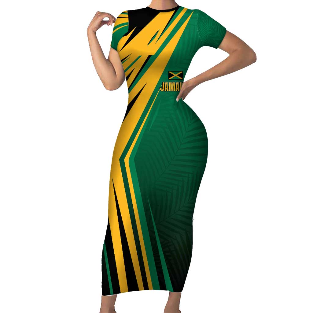 Jamaica Tropical Palm Personalized Short Sleeve Bodycon Dress - Wonder Print Shop