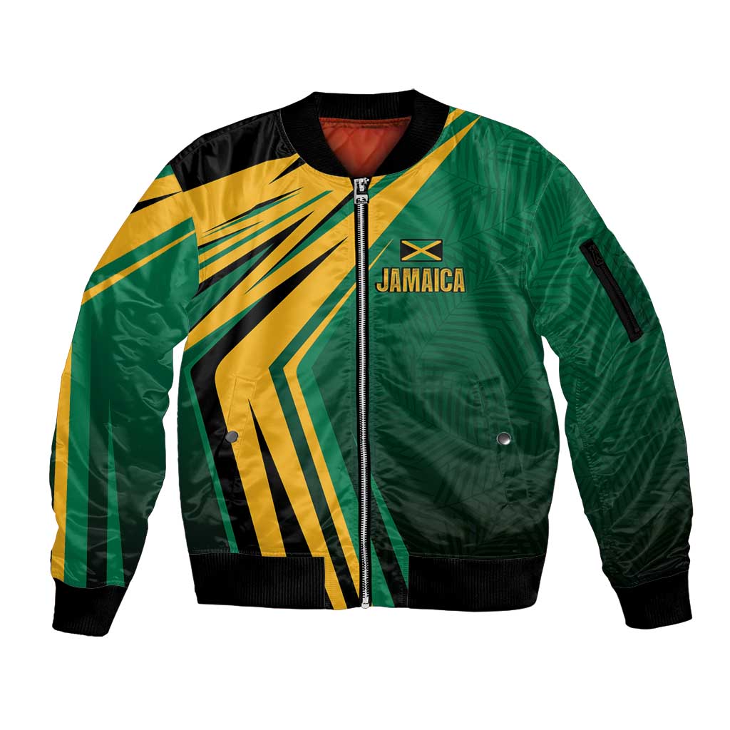 Jamaica Tropical Palm Personalized Sleeve Zip Bomber Jacket - Wonder Print Shop