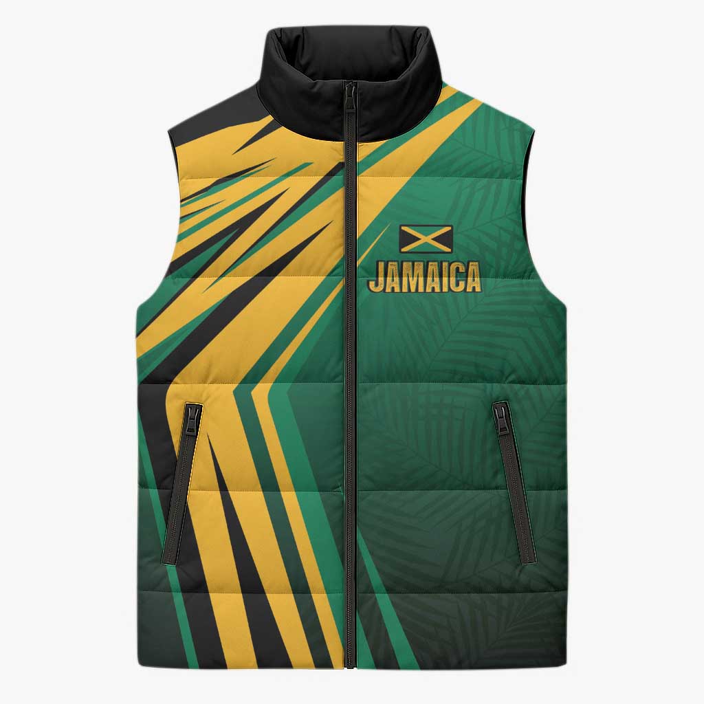 Jamaica Tropical Palm Personalized Sleeveless Puffer Jacket - Wonder Print Shop