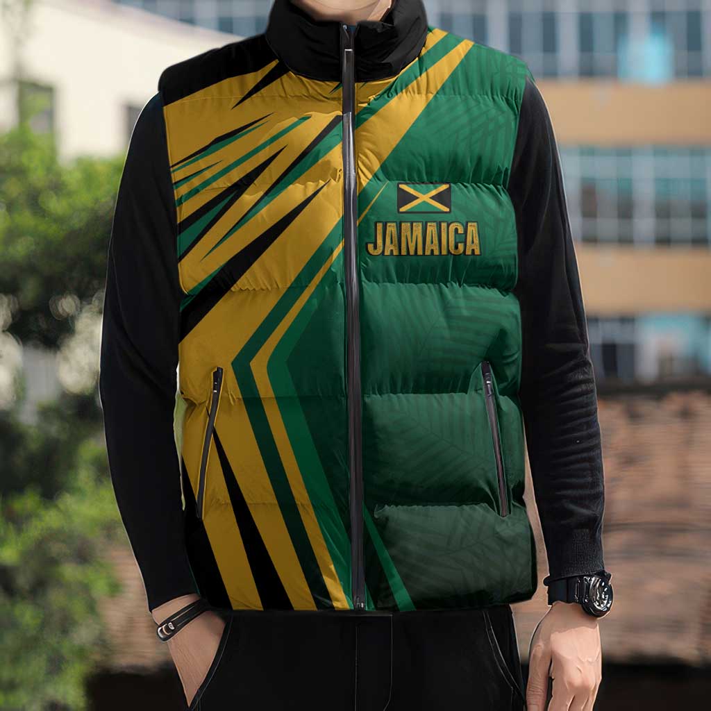 Jamaica Tropical Palm Personalized Sleeveless Puffer Jacket - Wonder Print Shop