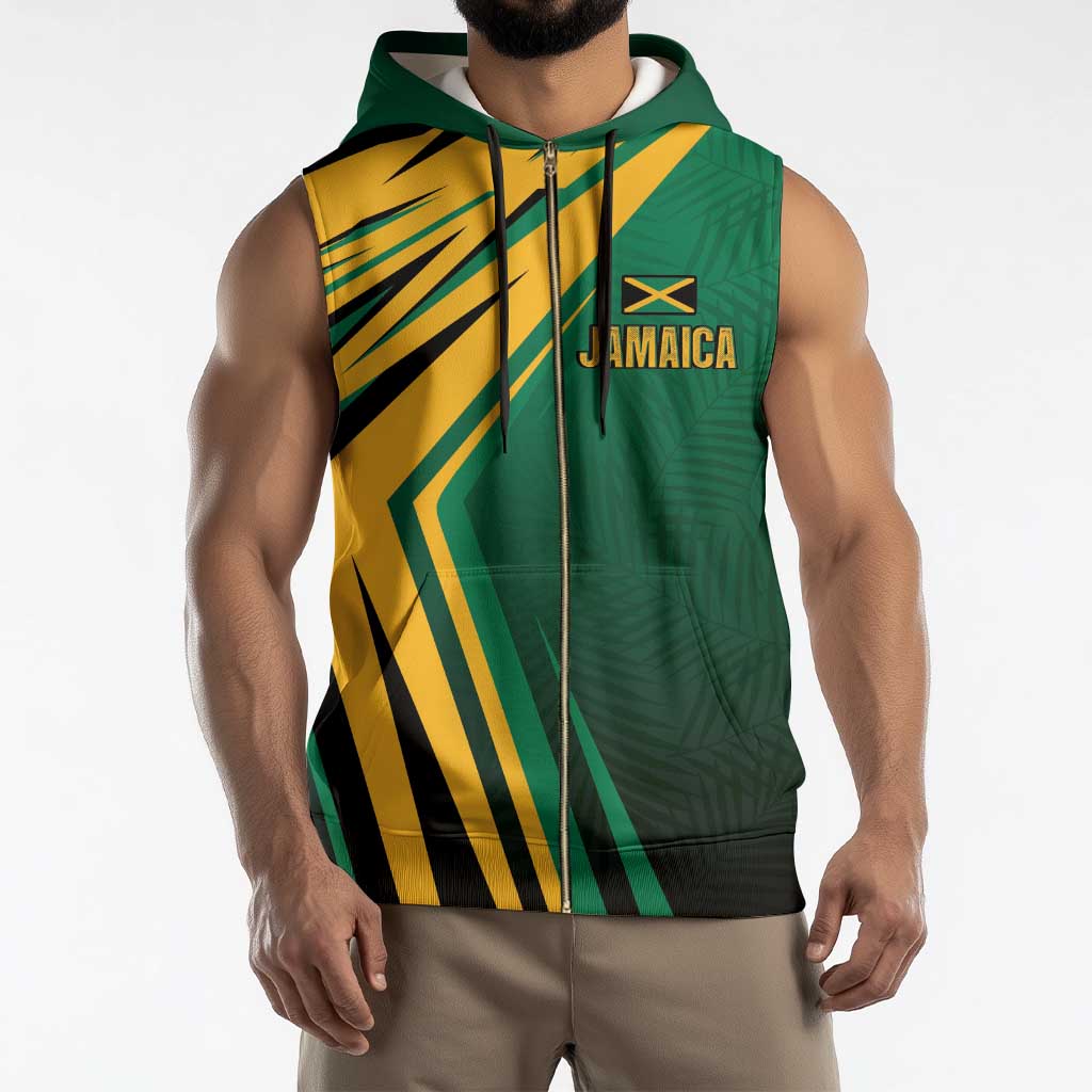 Jamaica Tropical Palm Personalized Sleeveless Zip Hoodie - Wonder Print Shop