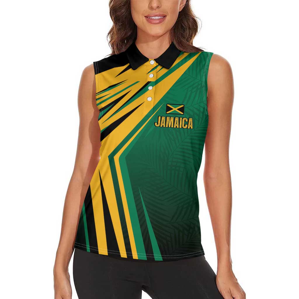 Jamaica Tropical Palm Personalized Women Sleeveless Polo Shirt - Wonder Print Shop