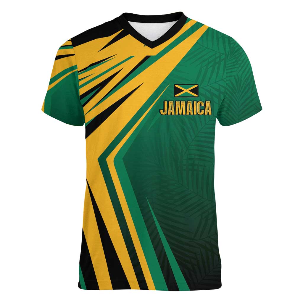 Jamaica Tropical Palm Personalized Women V-Neck T-Shirt - Wonder Print Shop