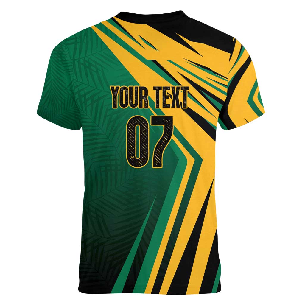 Jamaica Tropical Palm Personalized Women V-Neck T-Shirt - Wonder Print Shop