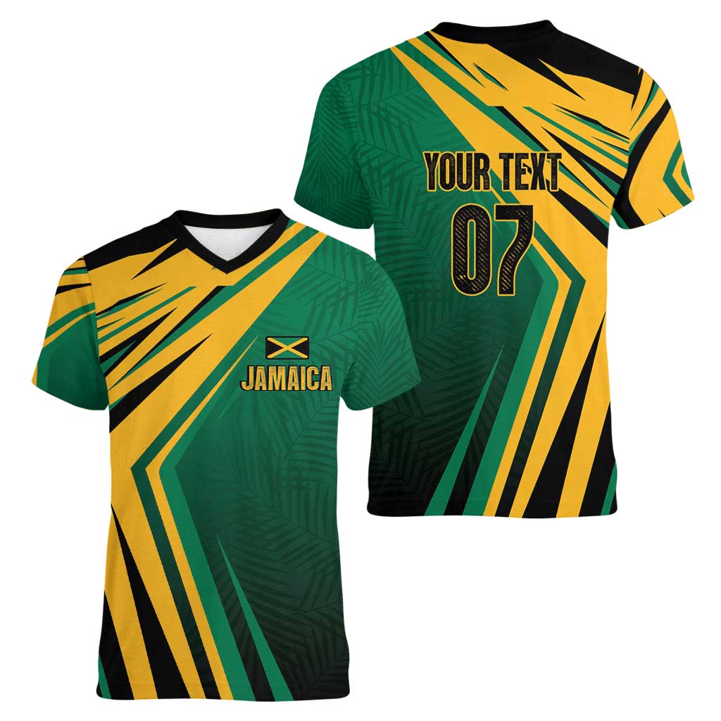 Jamaica Tropical Palm Personalized Women V-Neck T-Shirt - Wonder Print Shop