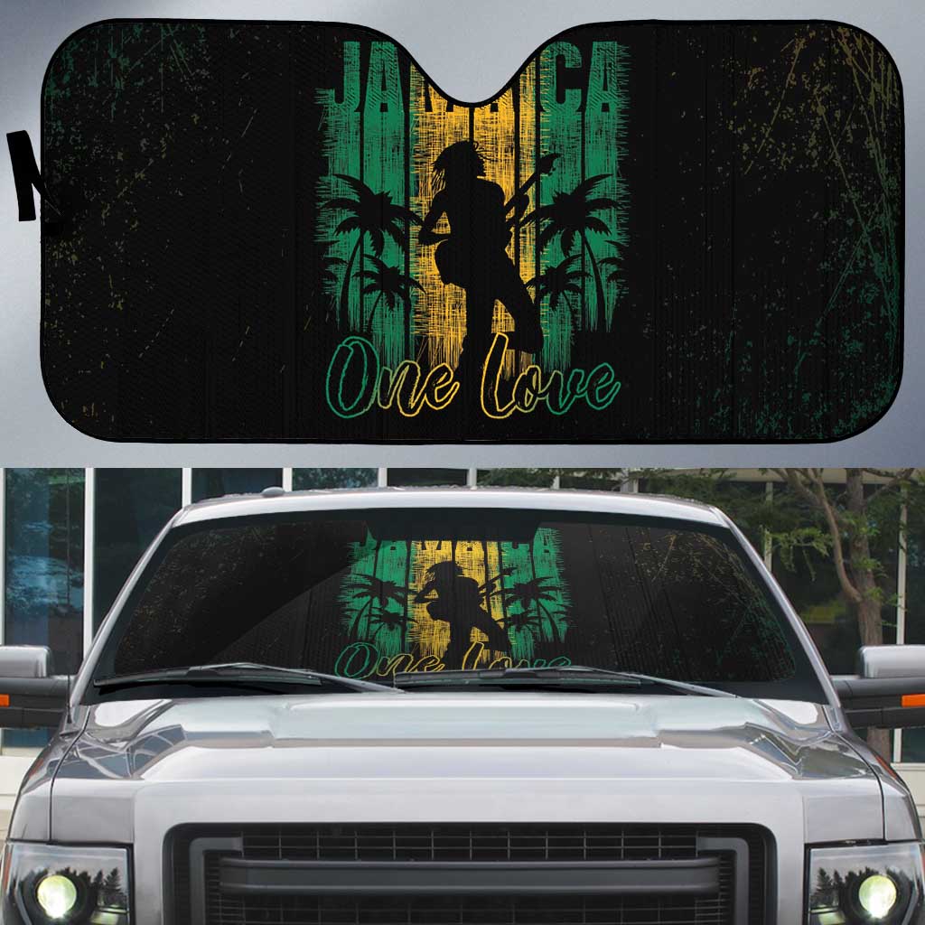 Jamaica One Love Grunge Auto Sun Shade Jamrock - Wonder Print Shop