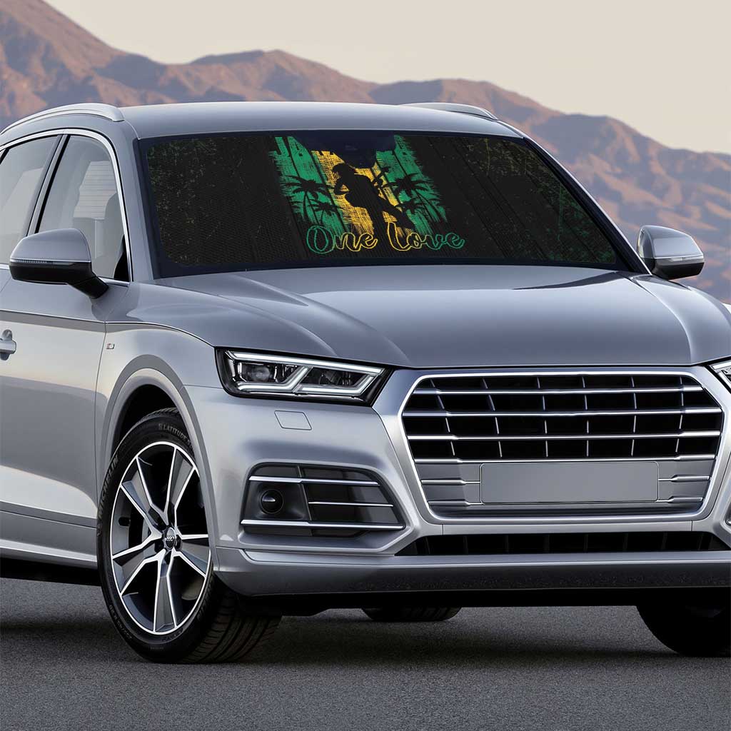 Jamaica One Love Grunge Auto Sun Shade Jamrock - Wonder Print Shop