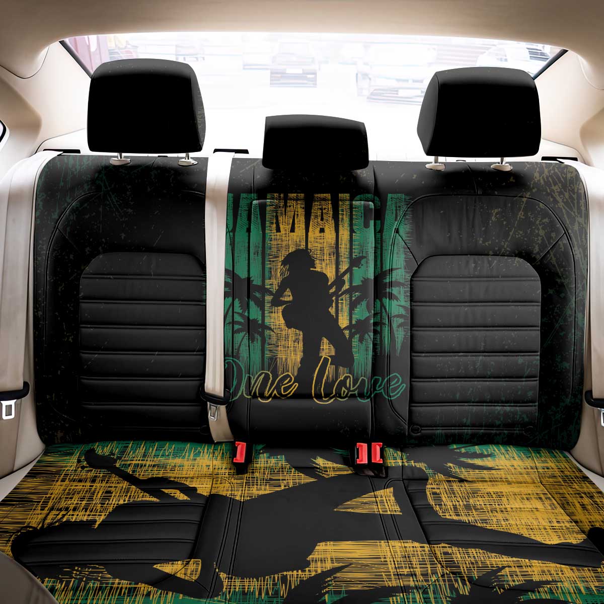 Jamaica One Love Grunge Back Car Seat Cover Jamrock - Wonder Print Shop