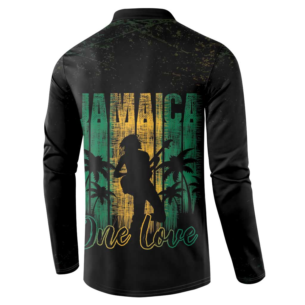 Jamaica One Love Grunge Button Sweatshirt Jamrock - Wonder Print Shop