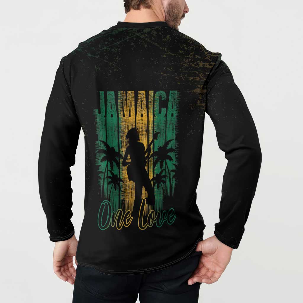 Jamaica One Love Grunge Button Sweatshirt Jamrock - Wonder Print Shop