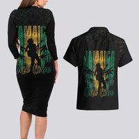 Jamaica One Love Grunge Couples Matching Long Sleeve Bodycon Dress and Hawaiian Shirt Jamrock - Wonder Print Shop