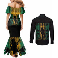 Jamaica One Love Grunge Couples Matching Mermaid Dress and Long Sleeve Button Shirt Jamrock - Wonder Print Shop