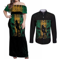 Jamaica One Love Grunge Couples Matching Off Shoulder Maxi Dress and Long Sleeve Button Shirt Jamrock - Wonder Print Shop