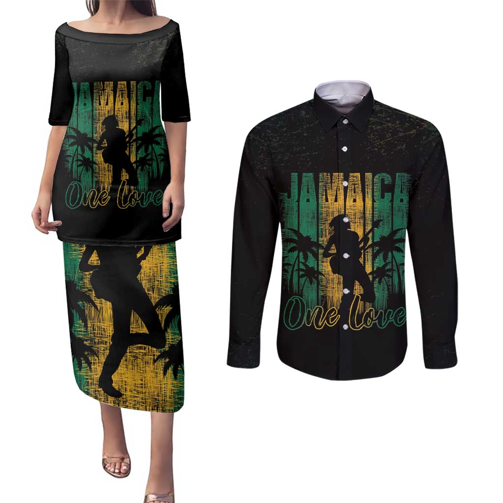 Jamaica One Love Grunge Couples Matching Puletasi and Long Sleeve Button Shirt Jamrock - Wonder Print Shop
