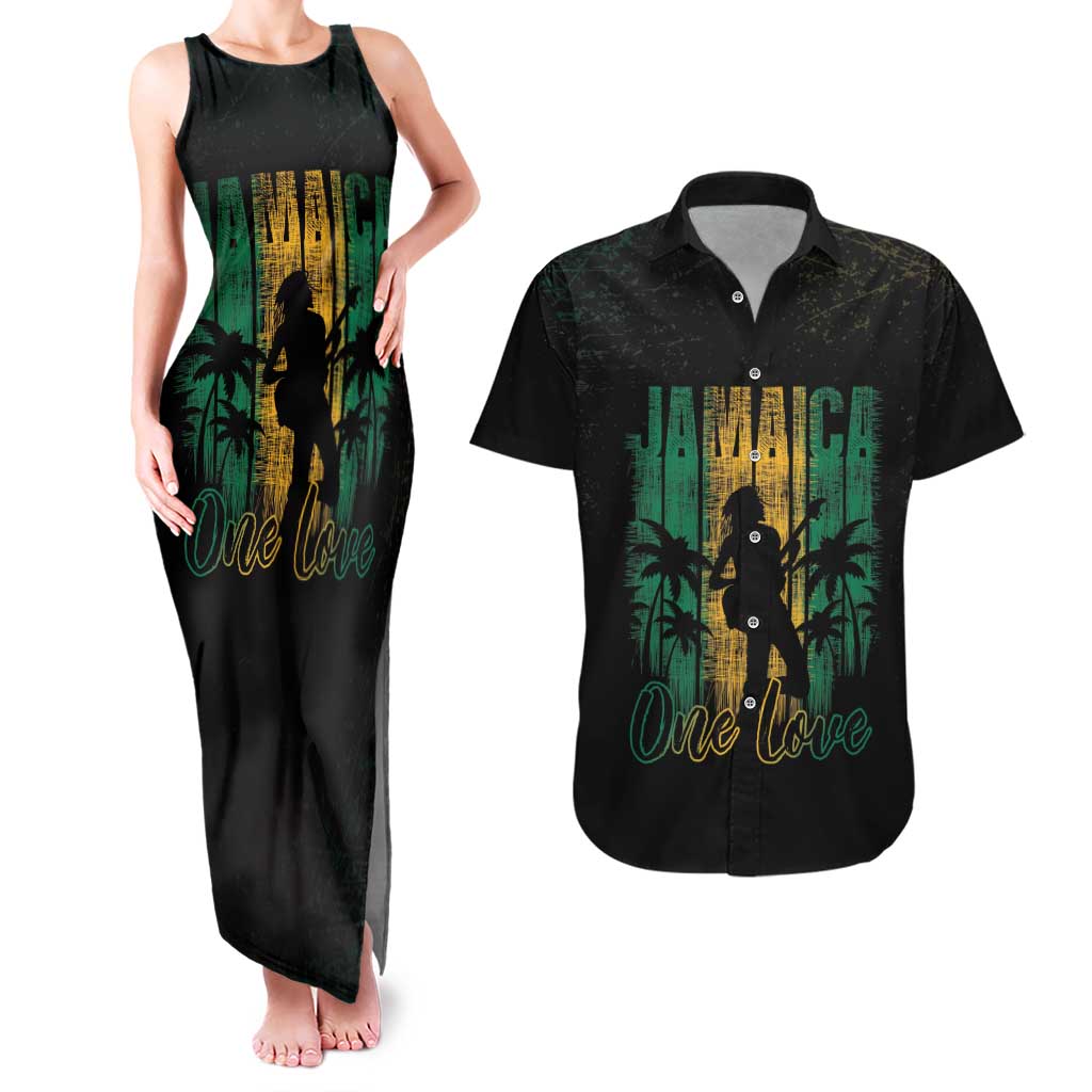 Jamaica One Love Grunge Couples Matching Tank Maxi Dress and Hawaiian Shirt Jamrock - Wonder Print Shop