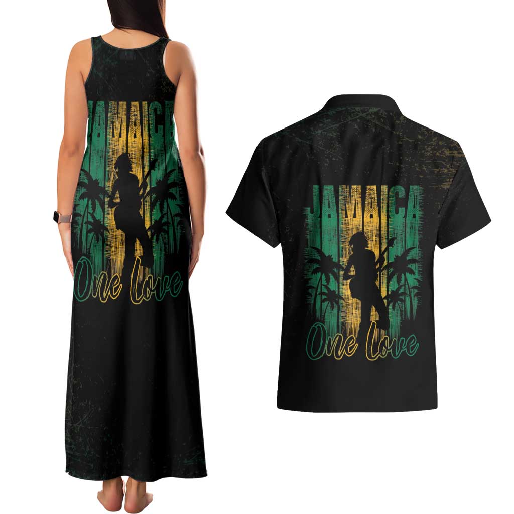 Jamaica One Love Grunge Couples Matching Tank Maxi Dress and Hawaiian Shirt Jamrock - Wonder Print Shop
