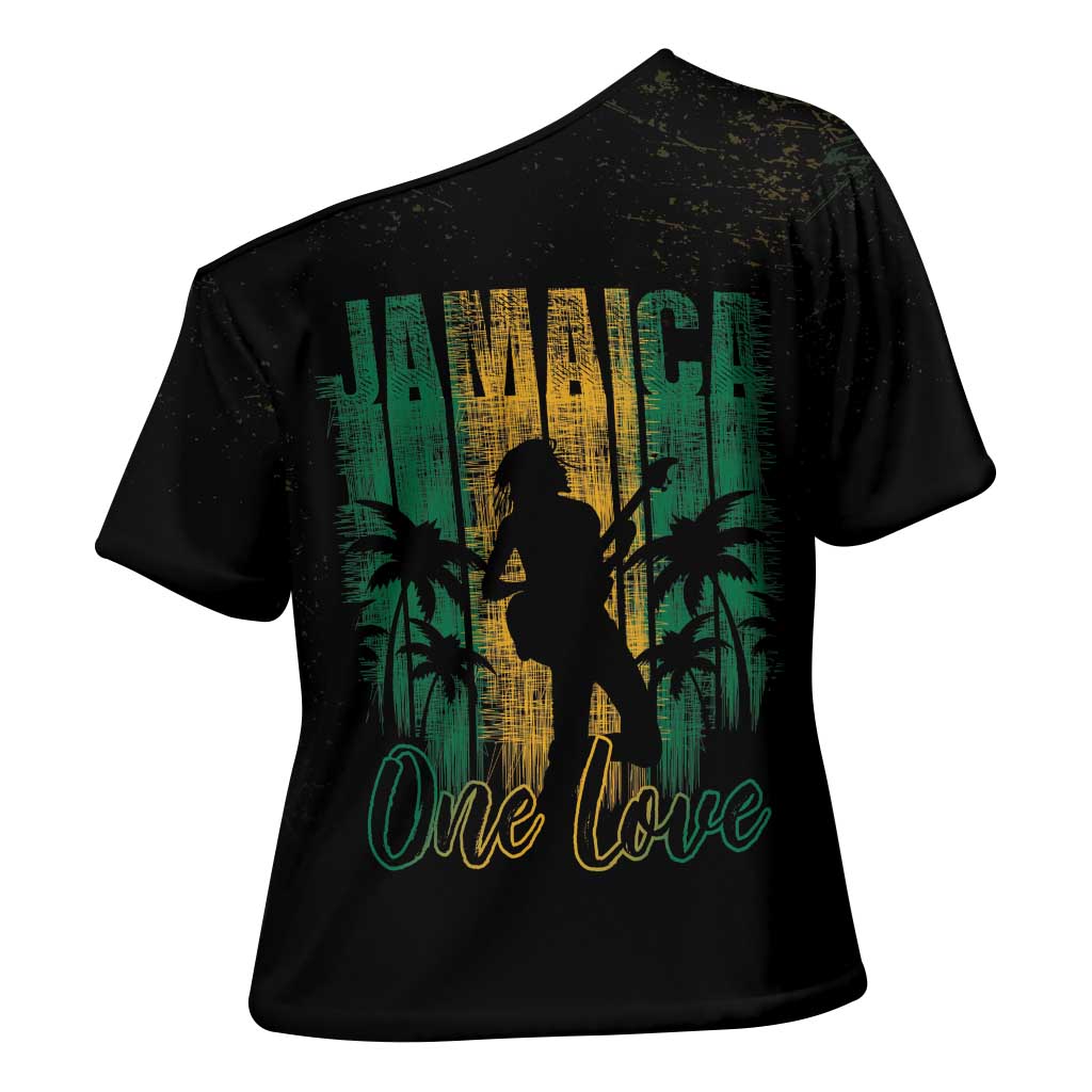 Jamaica One Love Grunge Cross Shoulder Shirt Jamrock - Wonder Print Shop