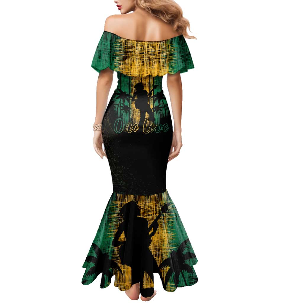 Jamaica One Love Grunge Family Matching Mermaid Dress and Hawaiian Shirt Jamrock - Wonder Print Shop