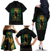 Jamaica One Love Grunge Family Matching Off The Shoulder Long Sleeve Dress and Hawaiian Shirt Jamrock - Wonder Print Shop