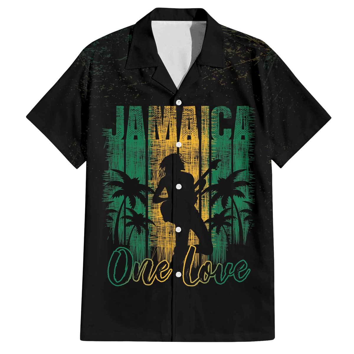 Jamaica One Love Grunge Family Matching Off The Shoulder Long Sleeve Dress and Hawaiian Shirt Jamrock - Wonder Print Shop