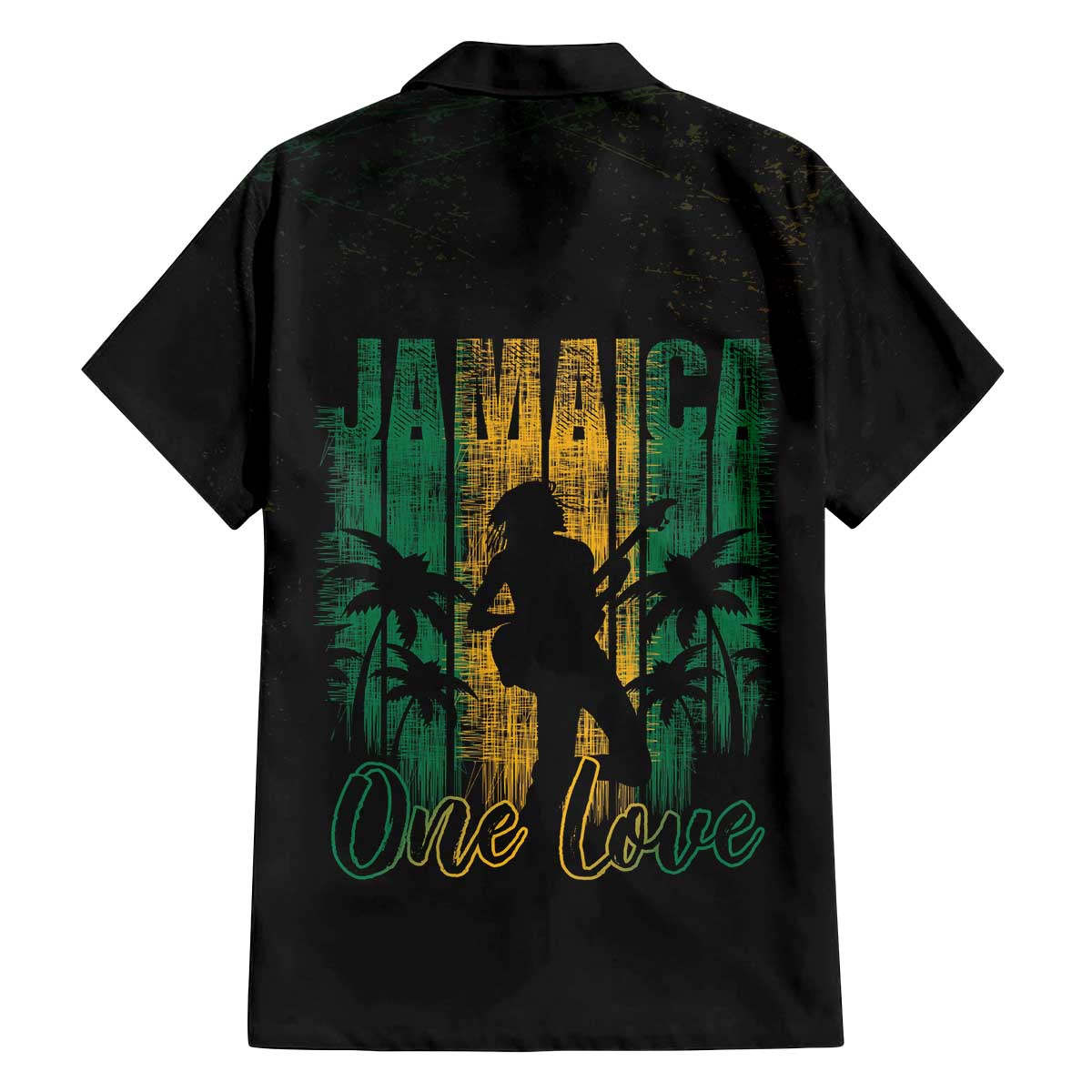 Jamaica One Love Grunge Family Matching Off The Shoulder Long Sleeve Dress and Hawaiian Shirt Jamrock - Wonder Print Shop